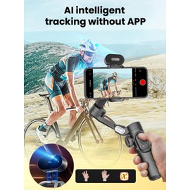 AOCHUAN XE AI Versión, estabilizador de cardán para smartphone, sin aplicación de seguimiento de AI, control de gestos, cardán de inicio con TikTok YouTube, estabilizador de cardán plegable de 3 ejes