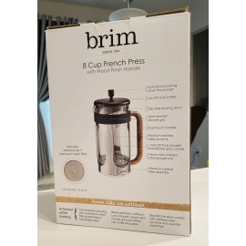 Brim 8 Cup French Press, Quickly Brew Coffee in Under 5 Minutes, Classic Design
