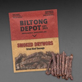 Biltong Depot - Smoked Droewors (1 lb) 16oz South African Droewors Beef Sausage Sticks Keto and Paleo Certified Air-Dried Sausages - Whole 30 Approved, No Sugar, Gluten Free, No Nitrates - Healthy and Natural Snacks