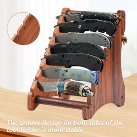 Knife Block, Natural Walnut Wood Fixed Blade Knife Collection Display Stand Holder, Knife Holder Knife Wooden Display Case for Fixed Knife Series Display, Maximum 8 Knives