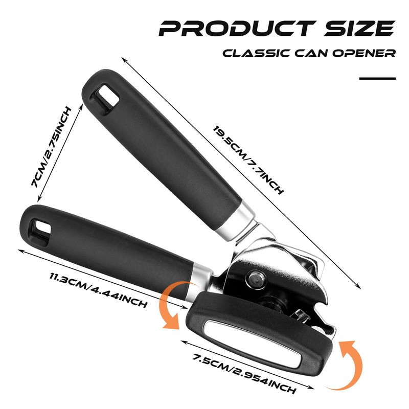 Can Opener Manual, Heavy Duty Stainless Steel Can Opener with