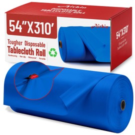 Plastic Table Cloth, 310 Ft X 54 in Disposable Tablecloth Plastic Table Cover Roll with Any Cut Sliding Cutters Premium Plastic Tablecloth Roll for Picnics, Parties, Birthdays, Weddings (Dark Blue)