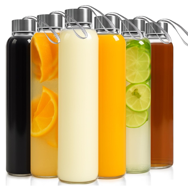 Epica glass bottles with lids – 18oz glass water bottles,