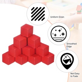M METERXITY 100-Pack DIY Wooden Cube, 0.4 Inch(1 Cm) Colored Natural Wood Blocks for Crafts Making Puzzle Games/Wedding/Home Decor/Dice/Building, Square Blank Block [Red]