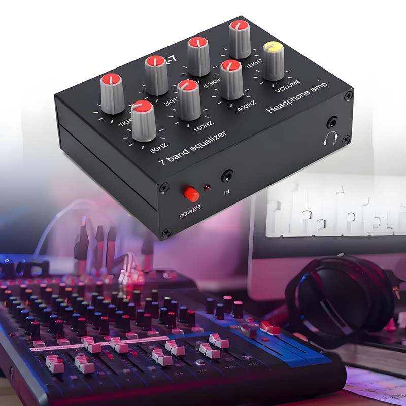 CYSFETENA Stereo Equalizer, 7-Band EQ Balancer DC5V-12V 2 Channel Graphic