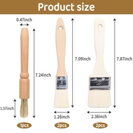 DOINEUFL 5 Pcs Pastry Brushs Set – Premium Wooden Cooking Brushes for Baking, Grilling, Glazing, and Oil Application, Durable & Food-Safe Pastry Brushes for Pastry, BBQ, and Cooking