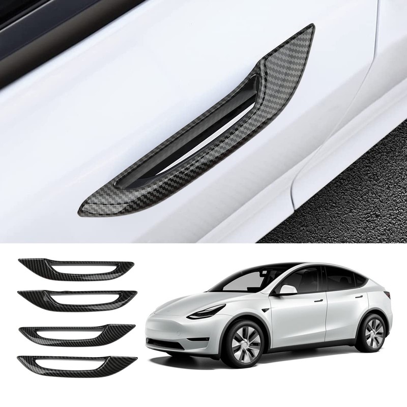 Door Handle Protector Cover Carbon Fiber Style ABS 4pcs Car