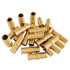 25-Pack EFIELD Pex 1/2 Inch x 1/2 Inch Straight Coupling Brass Crimp Fitting For Pex Tubing Connection, ASTM F1807