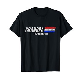 Vintage Grandpa A Real American Hero American Flag T-Shirt