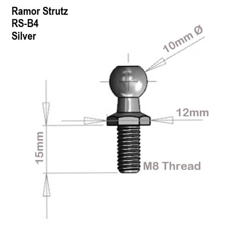 Ramor Strutz Four Silver Tone Gas Struts Boot Lid Tailgate
