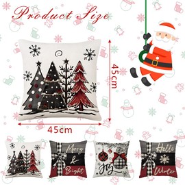 Jiahuade Linen Decorative Cushion, 4 Pieces Christmas Cushion Cover, Decorative Cushion Cover, Christmas Cushion Cover, Deep, Cushion Cover Christmas Motif (D)