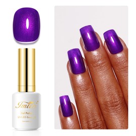 Imtiti Pearl Gel Nail Polish,0.5 Fl Oz Dark Purple Glitter Gel Polish Shimmer Nail Gel Polish Sparkle Soak Off UV LED for Home DIY Nail Art Manicure Salon