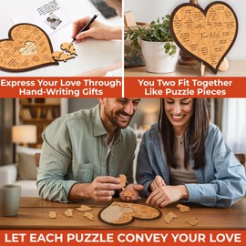 Stofinity 9 Year Anniversary Pottery Gifts For Him Her - Happy 9th Anniversary Wedding Gifts For Husband Wife, Willow Gifts For Anniversary 9 Years Wood Heart Puzzle