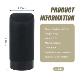 pinflaw Pack of 1 Car Storage Bin, Center Console Trash Can, Silicone Automatic Rebound Design Cleaning Accessory, Suitable for Most Car Models (Black)