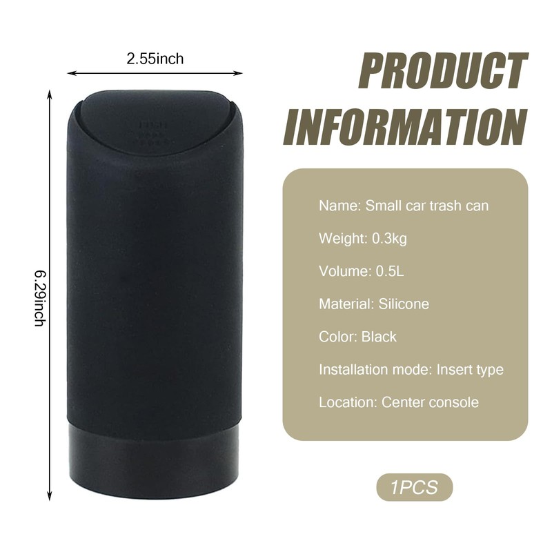 pinflaw Pack of 1 Car Storage Bin, Center Console Trash