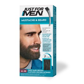 Just for Men Just For Men Mustache & Beard, Beard Dye for Men with Brush Included for Easy Application, With Biotin Aloe and Coconut Oil for Healthy Facial Hair - Deep Dark Brown, M-46, Pack of 1