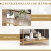 Tangkula Glass Coffee Table, 2-Tier Rectangular Tempered Glass Center Table