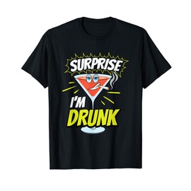 Surprise: I'm Drunk Fun Drinking and Smoking Christmas Cocktail T-Shirt, black