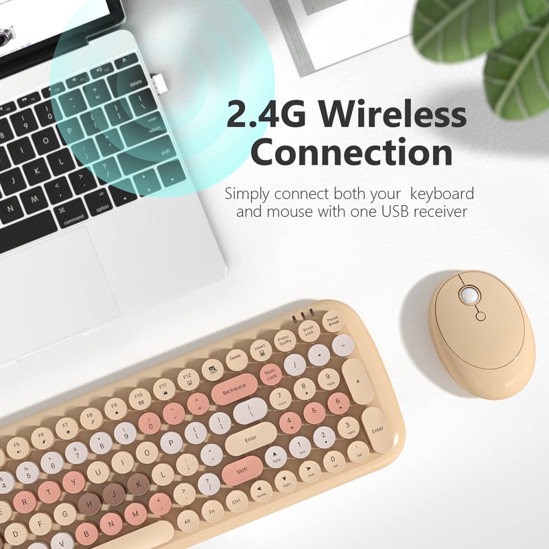 Wireless Keyboard and Mouse Combo, MOWUX - Modern Compact Layout,