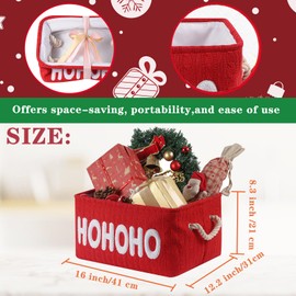 INough Gift Baskets Empty, Christmas Baskets for Gifts Red Christmas Gift Baskets for Women Men Kids, Christmas Toy Baskets for Baby Large Empty Gift Baskets with Handle for Home Christmas Decorations