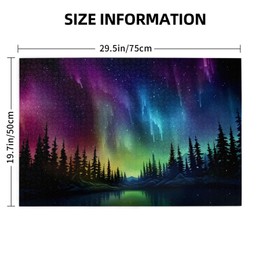 Puzzles for adults 1000 pieces jigsaw puzzles Aurora Northern Lights Over Iceland Forest Formation wooden to Explore and Enjoy Gifts Home Decoration 29.5 x 19.6 in