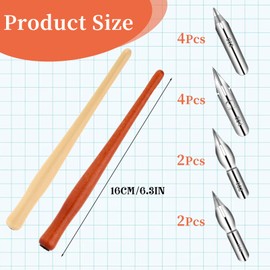 Larrel 14 PCS Dip Pen Set, Wooden Calligraphy Drawing Set with 12 Replacement Flex Fountain Pen Nib for Beginners Professors Writing Painting Signing Sketch