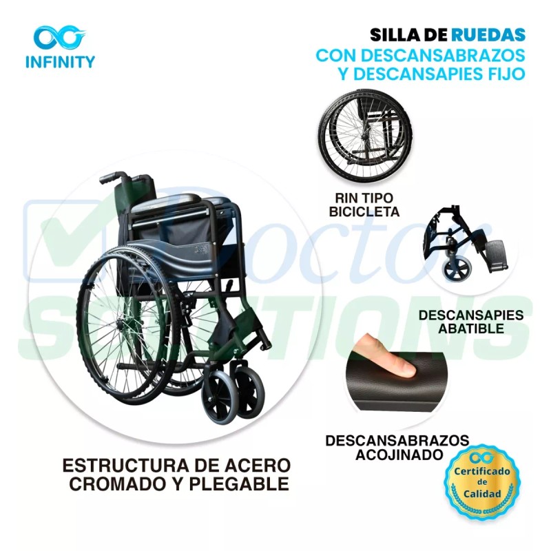 Infinity Silla De Ruedas Esmaltada Brazo Y Descansa Pies Fijo