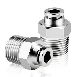 TAILONZ PNEUMATIC 304 Stainless Steel Male Straight 4mm Pipe OD x 1/4 BSP Push to Connect Fittings PC4-02 (Pack of 2)