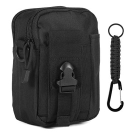 ZONADAH Outdoor Waist Pack, EDC Waist Pack, Compact Bag, Tactical Utility Bag, Belt Phone Holder for Workout, Travel, Hiking, Camping, Outdoor, Black