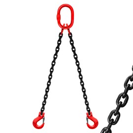 SENKEYFE 2 Ton Chain Sling 1/4 Inch x 5 Ft Lifting Chains 2 Legs Industrial Grab Hooks 4400LBS Capacity Lifting Slings G80 Alloy Steel Engine Chain Hoist Lifts for Cargo Security Towing and Handling