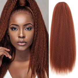 Kinky Srtaight Drawstring Ponytail Extension Drawstring Ponytail Hair Pieces for Women Synthetic Thick Yaki Straight Ponytail Hair Extension 24 inches Clip in(T30)