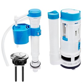 Toilet Flush System Replacement, Adjustable Toilet Cistern Flush Parts Toilets Dual Flushs Valve with Push Button for Drain Valve Repair