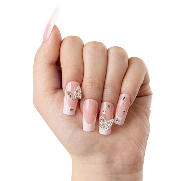 IDEER POP French Tip Press On Nails - Long Square