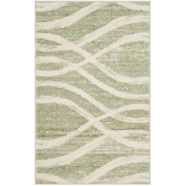 SAFAVIEH Adirondack Collection Accent Rug - 4' x 6', Sage & Cream, Modern Wave Distressed Design, Non-Shedding & Easy Care, Ideal for High Traffic Areas in Entryway, Living Room, Bedroom (ADR125X)
