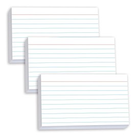 300 Pcs Pinovk Index Cards 3x5 Ruled - White Lined Flash Cards for Studying, Office & School Supplies