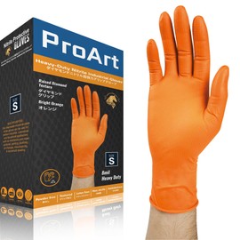 [THE BEST IN PERSONAL SECURITY PRO ART EST 1979] Nitrile Gloves, Orange, 50 Pieces, Premium Diamond, Thick, Disposable Gloves, S, M, L, XL, Food Sanitation Act Compliant, Powder Free, For Both Right and Right Use, Thickness: 0.008 inches (0.2 mm), Orange