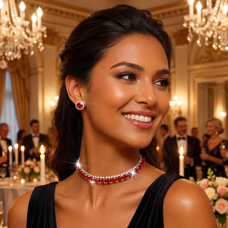 CLOACE Rhinestone Choker Necklace Set Bridal Wedding Necklace Earrings Sets