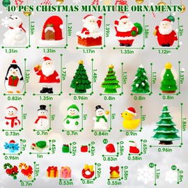 Bbiamsleep 40 Pcs Mini Christmas Figures Christmas Miniature Ornaments Mini Resin Christmas Figures Mini Christmas Figurines Snow Globe Figurines for Fairy Garden Christmas Snow Globes Village Decor