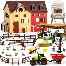 Tcvents Farm Toys Playset, Farm Tractor Animal Toys for Kids Toddlers 3 4-8