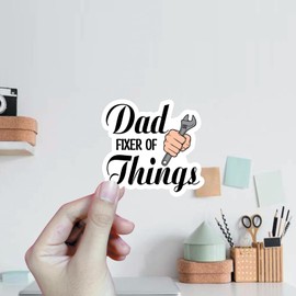 (3Pcs) Dad Fixer of Things Stickers Dad Stickers Funny Quotes Stickers Decal Waterproof Vinyl Stickers Adult for Laptop Kindle Car Tumbler Water Bottle Mug Phone Notebook Helmet Size 3”x2.9”