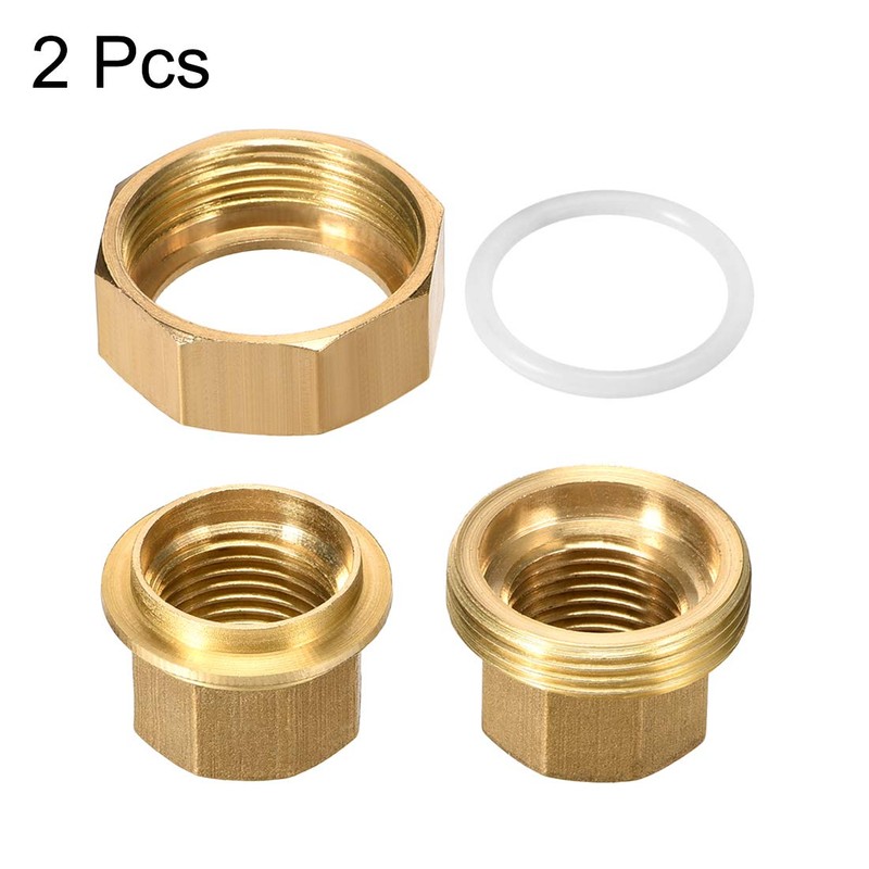 sourcing map Brass Pipe Union Connector Coupling 1/2PT Fitting with