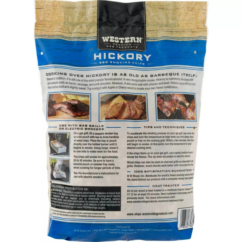 Western Premium BBQ Products Hickory BBQ Smoking Chips, 180 Cu