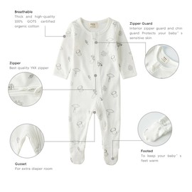 Owlivia Organic Cotton Baby Boy Girl Zip Front Sleep 'N Play, Footed Sleeper, Long Sleeve(0-3Months, Feather Green)