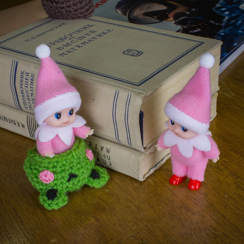 LitoMagic Christmas Baby Elf Doll in Pink Jumpsuit