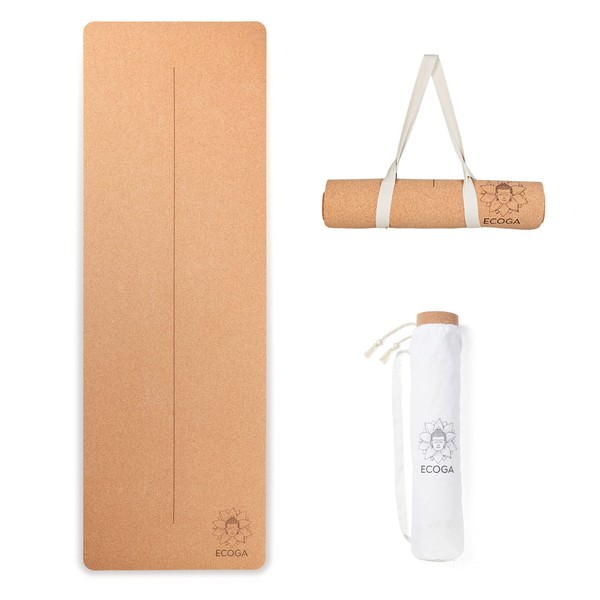 Ecoga Cork Yoga Mat With Alignment Marks - 5mm Thick