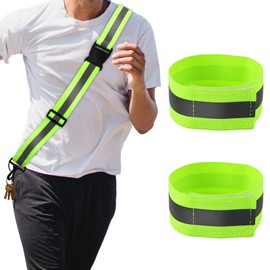 PEUTIER Reflective Running Equipment and Reflective Wristband, Reflective Shoulder Strap, Reflective Belt for Walks, Hiking, Cycling, Body Wrist (30 x 4 cm)