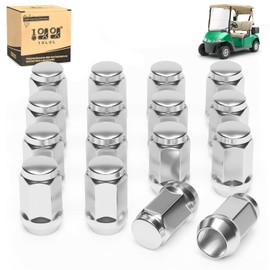 10L0L 1/2-20 Wheel Lug Nuts for EZGO & Club Car Golf Cart, Closed End Bulge Acorn 60 Degree Conical Seat, 3/4" Hex, Chrome Set of 16