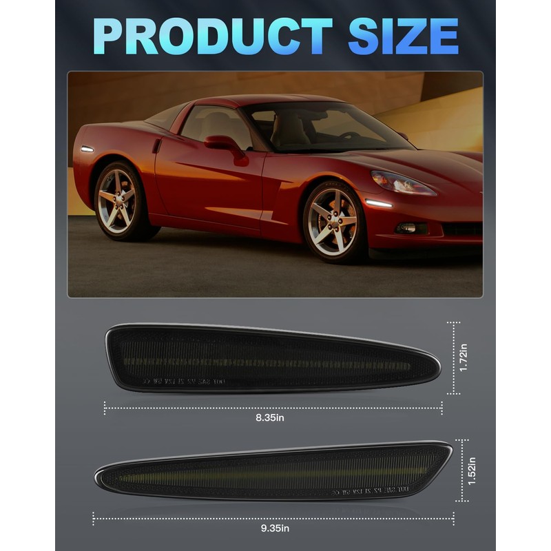 NEIFILES Dynamic LED Side Marker Lights Compatible with Chevy Corvette