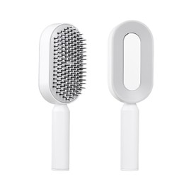 Selbstreinigende Haarbürste mit One-Click Funktion – Anti-Ziep Bürste mit Borsten, Fördert gesundes Haar, Ideal für Damen, Herren & Kinder – Stylische Entwirrbürste in Weiß