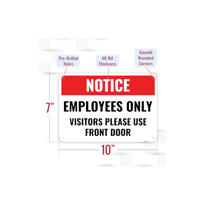 1PC Employee Entrance Only Sign, 10 x 7 Inches -
